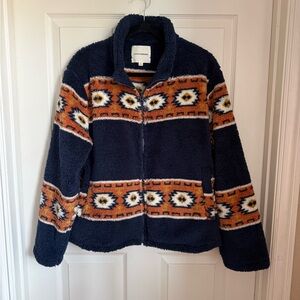 Lucky Brand Navy and Orange Fleece Jacket